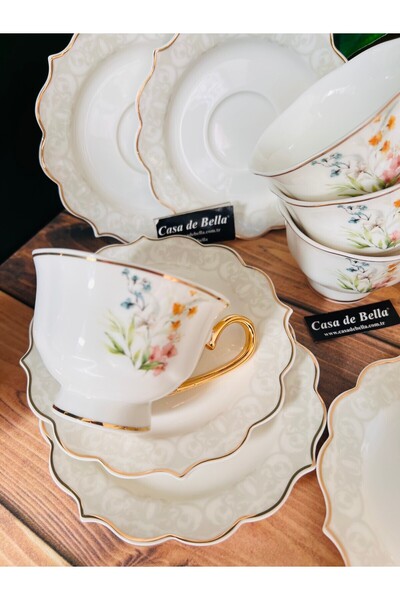CASA DE BELLA Gold Modern 6 Kişilik Porselen Kahve Fincanı
