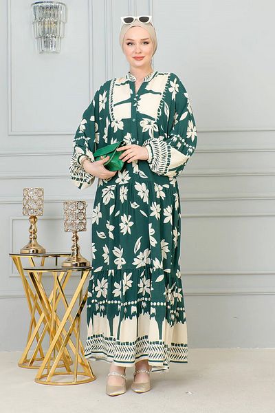 MODAQU Φόρεμα Nefti Viscose - Patched Floral Pattern