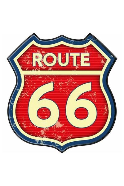 HMNL Route 66 Araba, Motorsiklet, Kask, Laptop, Cam Sticker 12x10 Cm