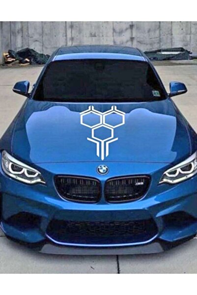 HMNL Beyaz Ön Kaput Petek Sticker, Oto Araba Sticker 58 X 35 Cm