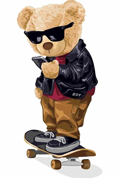 HMNL Kaykay Kayan Cool Ayıcık 15x10 Cm Araba Karavan Motor Laptop Ve Dekorati...