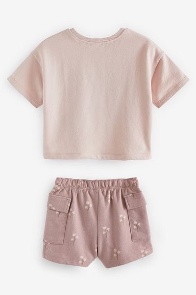 Next Baby Pink Friendship Bunny T-shirt and Cargo Shorts Set