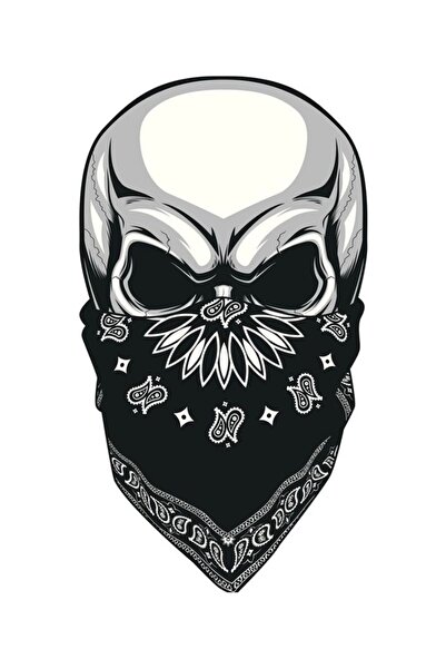 HMNL Maskeli Kuru Kafa Oto, Motorsiklet, Kask, Laptop Sticker 14x10 Cm