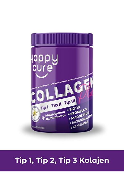Happy Cure COLLAGEN PLUS 300 gr Toz Kolajen (Tip 1, Tip 2, Tip 3 Kolajen Pept...
