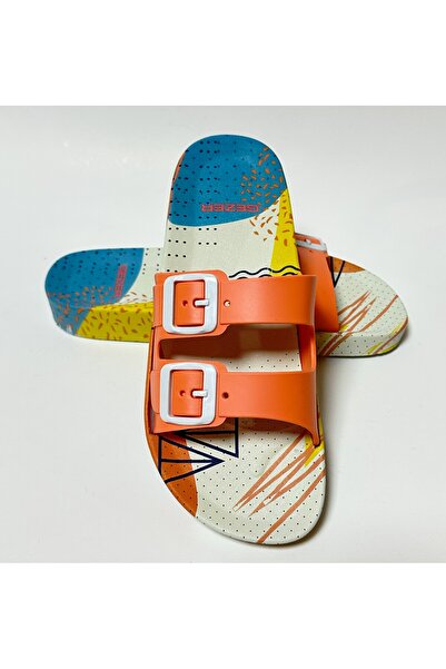 GEZER KAYDIRMAZ ANATOMİK TABAN TURUNCU ÇİFT BANTLI TOKASIZ KADIN EV SOKAK MİSAFİR VE ISLAK ZEMİN TERLİĞİ