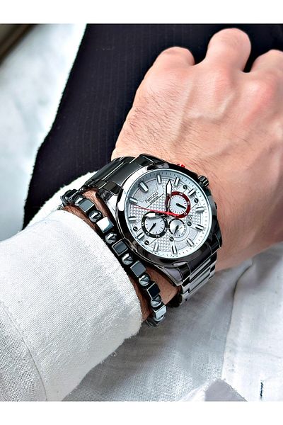 Ferrucci Men's Black Steel Cord Wristwatch - Active Color Function and Bracelet Gift