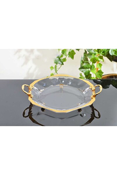 AlyaHomeAksesuar Altıgen Kulplu Tepsi Altın