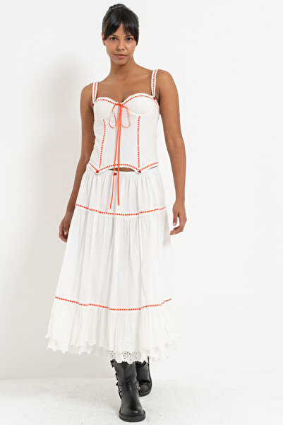 Kikiriki Askılı Güpürlü Büstiyer Etek Takım