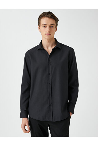 Koton Βασικό πουκάμισο Classic Cuff γιακάς Μακρύ μανίκι Slim Fit Μη Σιδερένιο