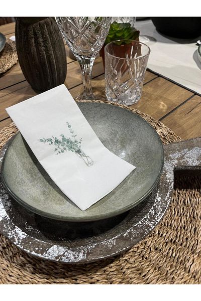 busrasdesign 16-Piece Eucalyptus Printed Jar Presentation Napkin