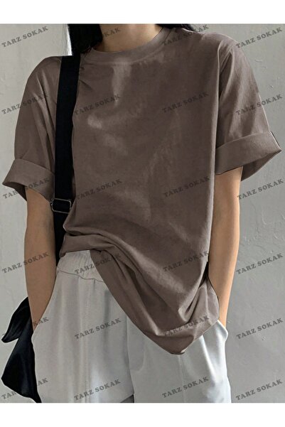 Tarzsokak Unisex Oversize Plain T-shirt - 8 χωρίς τυπωμένο τυπωμένο