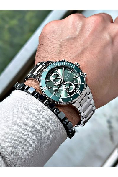 Ferrucci men's Silver Colored Steel Watchband + Bracelet Gift