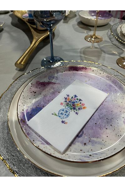busrasdesign 16 Pieces Colorful Flower Bouquet Printed Presentation Napkin