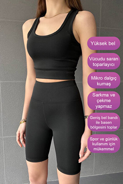 MILANOFOX Set bustieră și colanți slim cu talie înaltă neagră - țesătură pent...