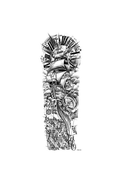 Tattoo Gerçekci Geçici Gemi Ve Pusula Figürlü Kol Dövme Tattoo