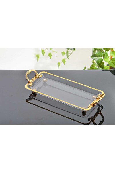 AlyaHomeAksesuar Rectangular Handle Tray Gold