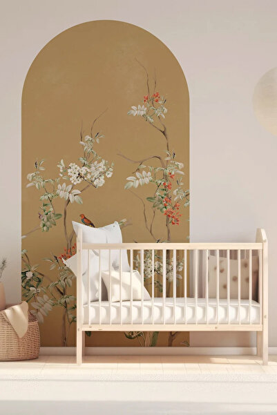 Kt Grup Bahar Çiçekleri ve Kuşlar Boho Kemer Arch Modern Duvar Sticker