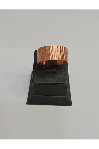 EldenEveBakır Zmay0003-2 Model Hammer Forged Copper Ring - Serrated