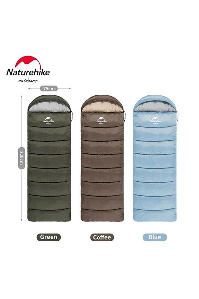 Naturehike U150 Sac de dormit cu glugă în stil plic -6 ° c Fermoar albastru-stânga