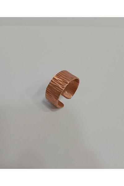 EldenEveBakır Zmay0003-2 Model Hammer Forged Copper Ring - Serrated