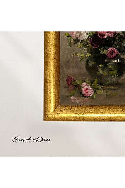 Sanart Vintage ζωγραφική με κορνίζα, ζωγραφική με λάδι, ζωγραφική με κορνίζα, καλλιτεχνική διακόσμηση, ζωγραφική λουλουδιών