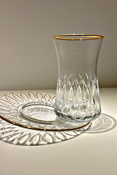 Paşabahçe Heybeli Altın Yaldızlı 6 Kişilik 12 Parça Çay Seti 160cc 42361 Para...