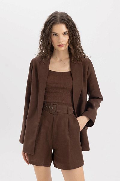DeFacto Basic-Blazer aus Leinen – breite Passform, Knopf, C1437ax24sm