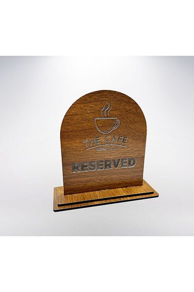 Bir Reklam Cafe Restaurant Wooden Desktop Reserved Lettering