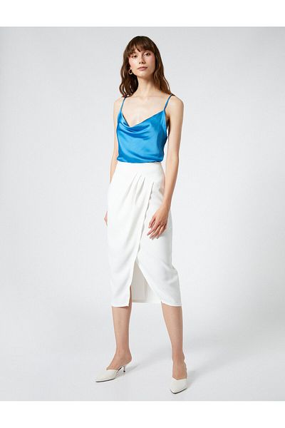 Koton Satin Blouse Scoop Neck Thin Straps