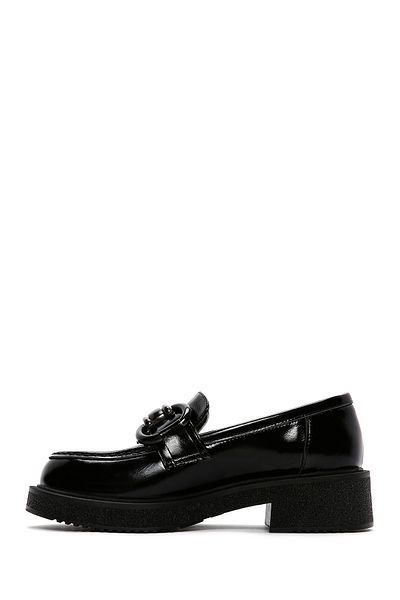 Derimod Black Patent Leather Women's Loafer
