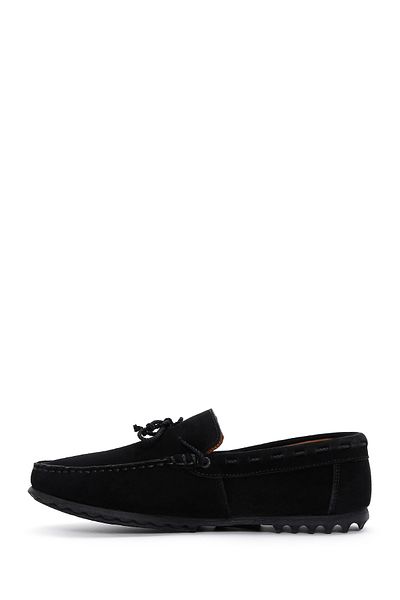 Derimod Black Suede Men's Loafer - Tasseled Leather