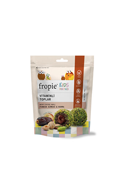 FROPİE Mini Vegan Vitamin Kids Fruit Balls - Pistachio Covered & Hazelnut Butter 32 Gr X 4 Pieces