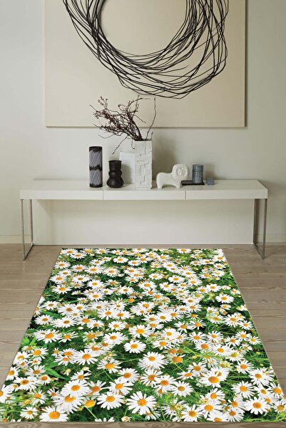 RugViva Yeşil Kaymaz Tabanlı Makinede Yıkanabilir Mutfak Halısı Mt35