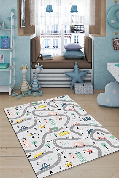 RugViva Kaymaz Tabanlı Makinede Yıkanabilir Çocuk Halısı Kd87