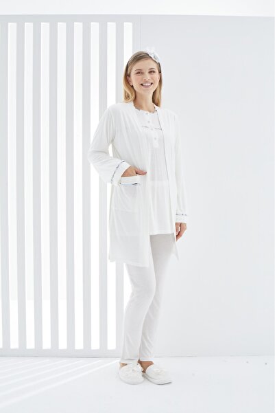 ERDENİZ TEKSTİL Pamuk komad 3-dijelne trudničke pidžame - Na vezivanje i Sa d...