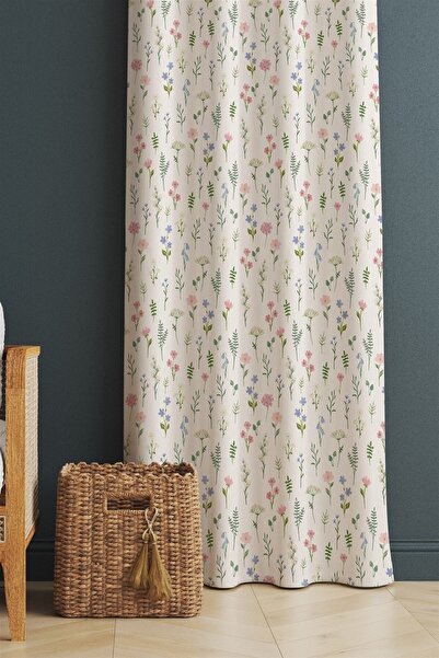 EVPANYA Bahar Çiçekleri Desenli Fon Perde, Karartma Perde (tek Kanat Fiyatlan...