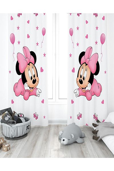 EVPANYA Perdele pentru cameră pentru copii cu model Minnie (preț cu o singură aripă)