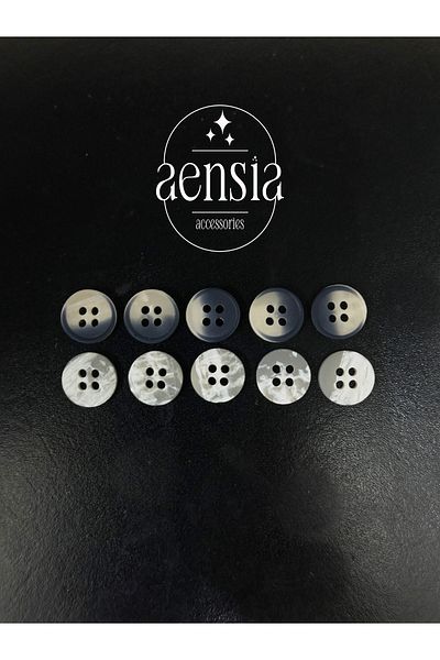 aensia Matte Polyester Shirt - Navy Blue Cream, Button 1.14 Cm, Pack of 10 Buttons