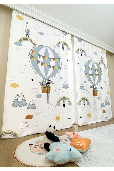 EVPANYA Balon care zboară aventurier cu modele Cortina de fundal pentru cameră pentru copii și bebeluși (PRĂȚURI O ARIPĂ SINGURĂ)