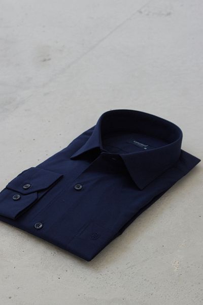 RAVANELLI Ανδρικό πουκάμισο Navy Blue - Κλασικός γιακάς, Εύκολο Σιδέρωμα, Μείγμα Βαμβακιού, Εφαρμογή Special Boxed G90