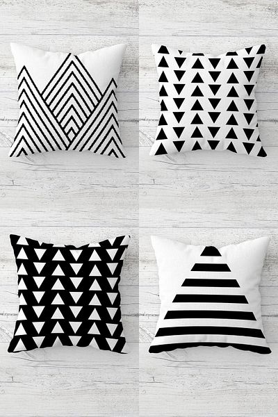 on the clouds Triangle And Lines Patterned Hidden Zippered Throw Pillow Cover Sofa Pillow Cover Set(4pcs)