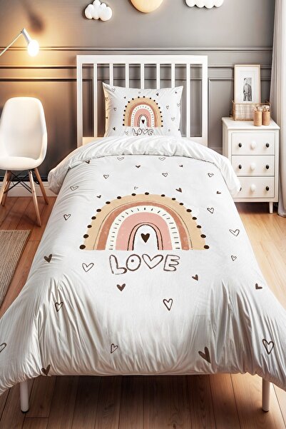 EVPANYA Love Rainbow Patterned Single Baby Kids Bedding Set