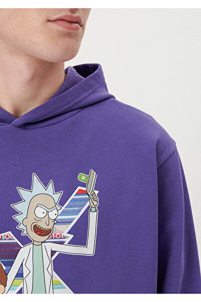 Mavi Rick and Morty Baskılı Kapüşonlu Sweatshirt 0S10019-70493