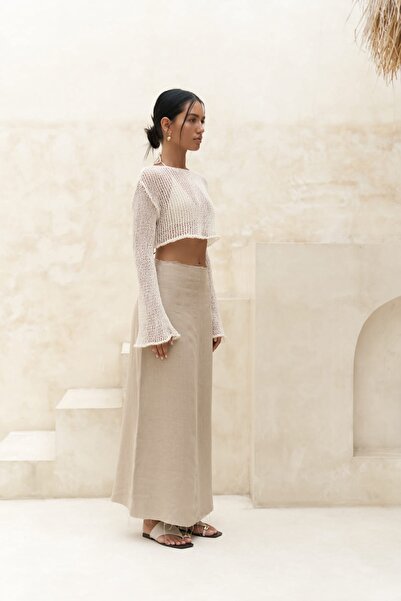 BOHEMAİ Daisy Ecru Fine Knitwear Crop