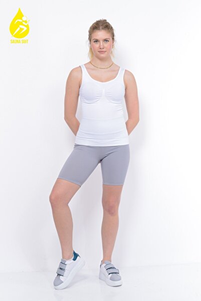 SAUNA SUIT Αναζωογονητικός κορσές για λεπτή εμφάνιση που αδυνατίζει την κοιλιά στο στήθος Λευκός γυναικείος κορσές