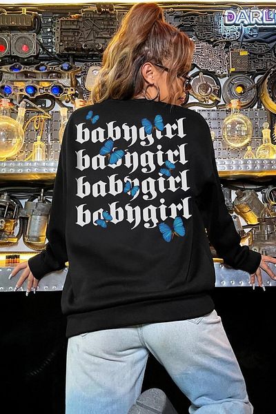 Millionaire Women's Black Baby Girl Oversize Sweatshirt