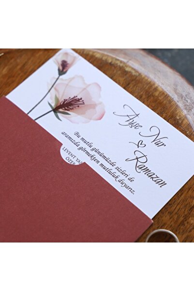 Pixel Davetiye Davetiye 100 Adet Yeni Model - Bordo Düğün - Nişan - Nikah - Sünnet - Kına Davetiyesi - 321
