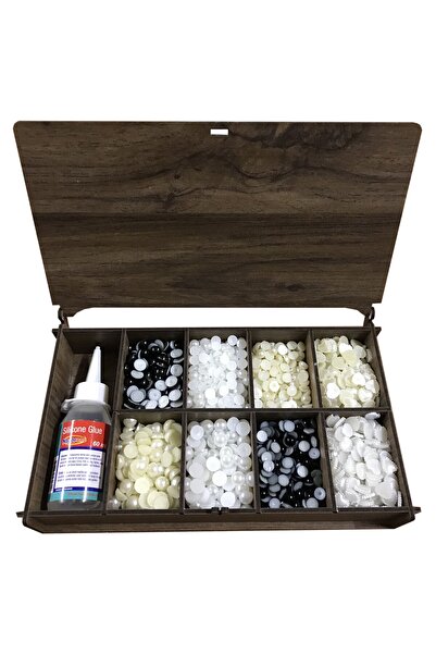 aladepo 8 Types Half Pearl Decoration Bead Set - 50 Pieces of Grams with Wood...