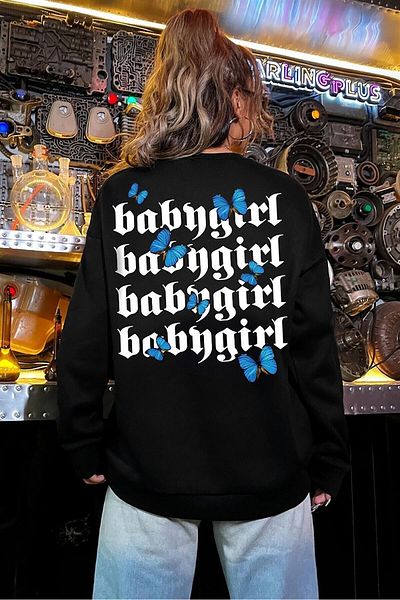 Millionaire Women's Black Baby Girl Oversize Sweatshirt