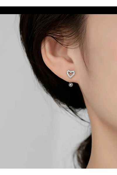Arescollection 1 Piece Zircon Stone Heart Helix Tragus Rook Piercing Earrings